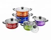 10PCS color stainless steel kitchen set non stick cookware with glass lid