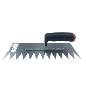 12 inch Square Lightweight long triangle Notch plastering Trowel with soft plastic handle
