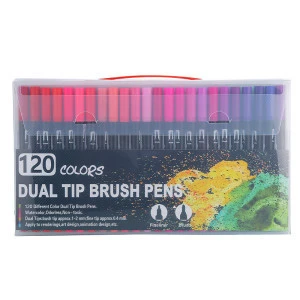 120 Colors Dual Tip Brush Marker Pens Set Art Markers Fine Tip Highlighter for Coloring Books Calligraphy Bullet Journal Drawing