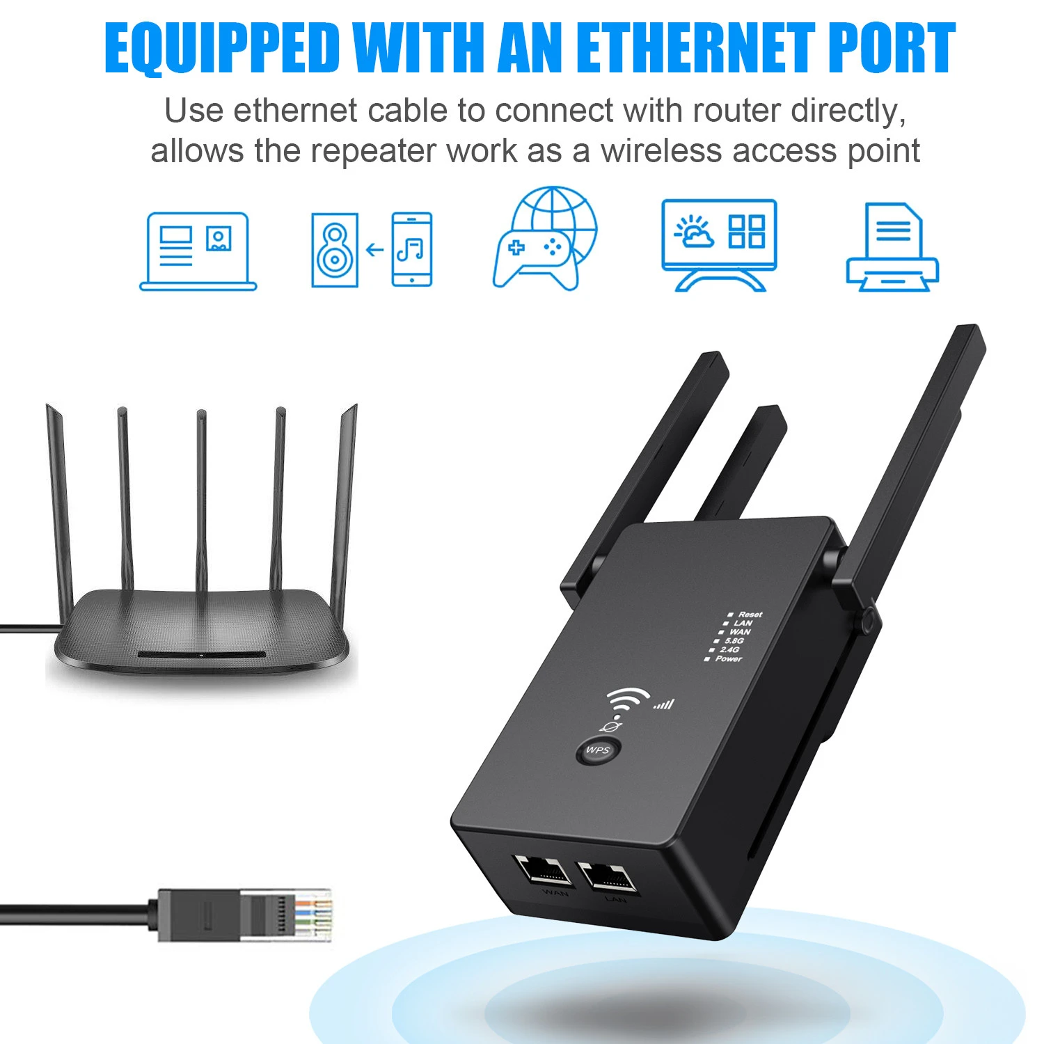 1200mbps long disatance wifi extender network booster wifi range AP/Repeater/Route/Bridge Mode Wi fi Extender wholesale