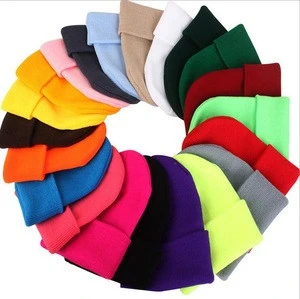 14 Colors Unisex Warm Knit Cuff Beanie Winter Skull Hats for Men