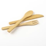 16 cm bamboo fork knife spoon 3 pieces cutlery set