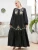 Import 1640MuslimQLO Black plus size print long sleeve retro black muslim abaya chic middle east islamic clothing from China