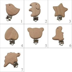 2018 baby teether toys wooden cute pacifer holders suspender clips pacifier strap