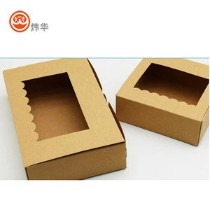 2018 Hot sales high quality recycled kraft paper mooncake packaging small boxes with PVC window