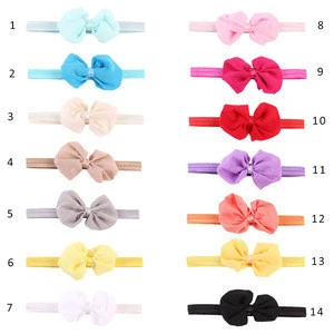 2019 Ins hot selling chiffon girl headwear newborn headband 14 color spot  infant hairband bow turban factory Direct sale