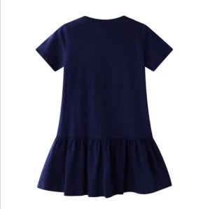 2020 New design Summer short sleeves baby girl dress kids beautiful flowers Printing dress