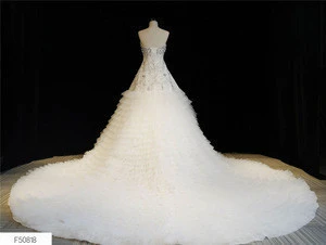 2020 new luxury sparkling water drop diamond binding bead gauze flying long tailed wedding dress