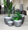 2020 Popular Fiber Clay Planter  Pot Set flower pots in bulk with stone pattern