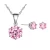 2020 wholesale fashion luxury women rose gold cz jewelry set colorful cubic zirconia stud earring necklace jewelry set