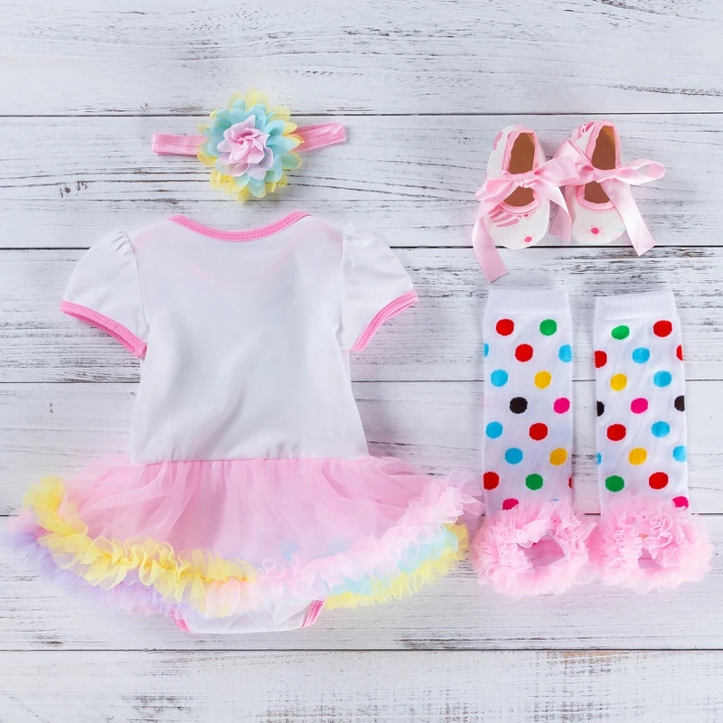 2021 Easter New Toddler Baby Clothing Sets Romper Dress +Socks+ Hairband+ Shoes Baby Girl 4 Pcs Suit