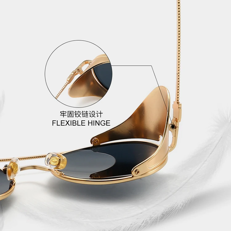 2021 fashion black round lens steampunk sun glasses sunglasses