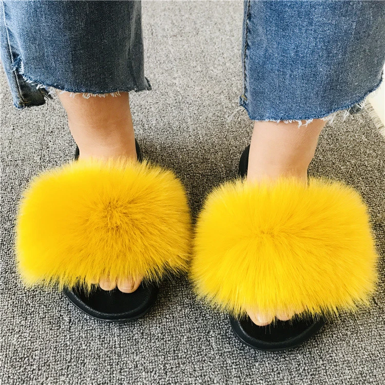 2021 Faux Fur Slippers Manufacturer and Supplier Wholesale Faux fake fur slides slippers sandals faux fur slides