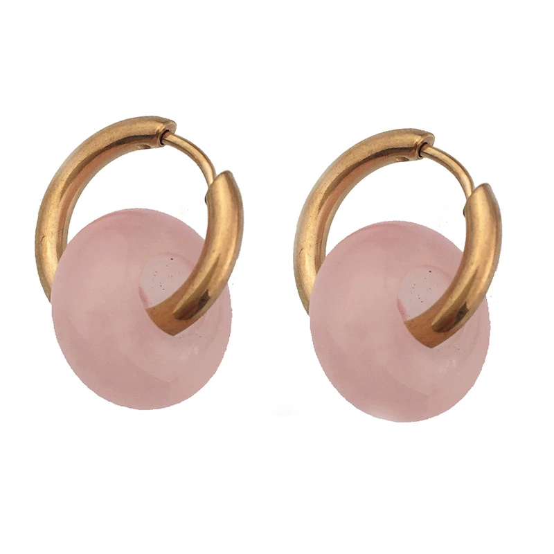 2021 New Arrival Hot Sale Fashiion Ceramic Stone Round Ball Clip-On Earrings High Quality Ball Stone Earrings Differnet  Colours