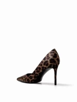 2022 social shoes coffee leopard print silk high-heeled shoes with pointed toes  single shoes spring/summer