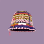 2024 Wholesale Custom Logo Sweet Flower Crochet Hand Knit Bucket Hat Vintage Flower Cotton Hand Knitted Hollow Fishermans Hat