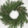 24 inch christmas decorative wreath with hol cypress leaf white berry wreath