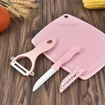 3 pcs/Sets Kitchen ceramic fruit cutter peeler cutting board vegetable fruit non-slip knife set