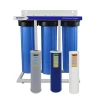 3-Stage Whole House Water Filtration System 1" Port with frame include 20" x 4.5" Big Blue Sediment GAC and Carbon Block Filters
