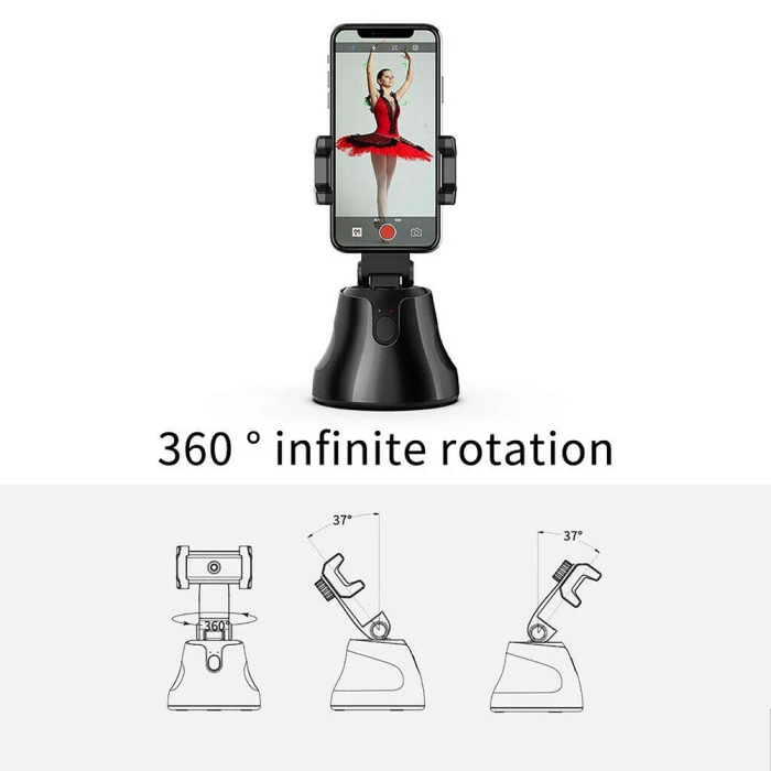 360 degree rotation smart phone holder auto selfie face tracking smart cell phone holders