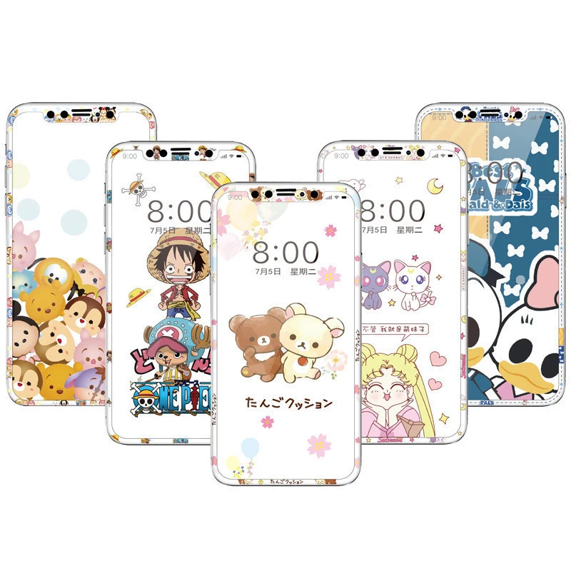 3D Cute Cartoon 9H Screen Protector For iPhone XS 11 Pro Max X 6 7 8 Plus Tempered Glass Screen Protector