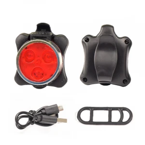 4 modes USB Rechargeable Cycling Bicycle Light 3 LED Head Front Tail Clip Light Lamp