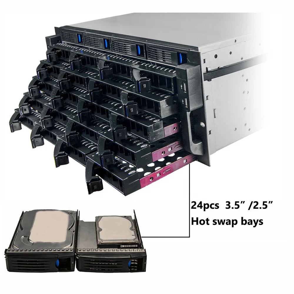 4U Rackmount Server case with 24 Hot-Swappable SATA/SAS Drive Bay, MiniSAS /SATA connector