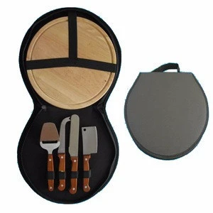 5pcs cheese knife travel set,wooden handle,wooden cutting board