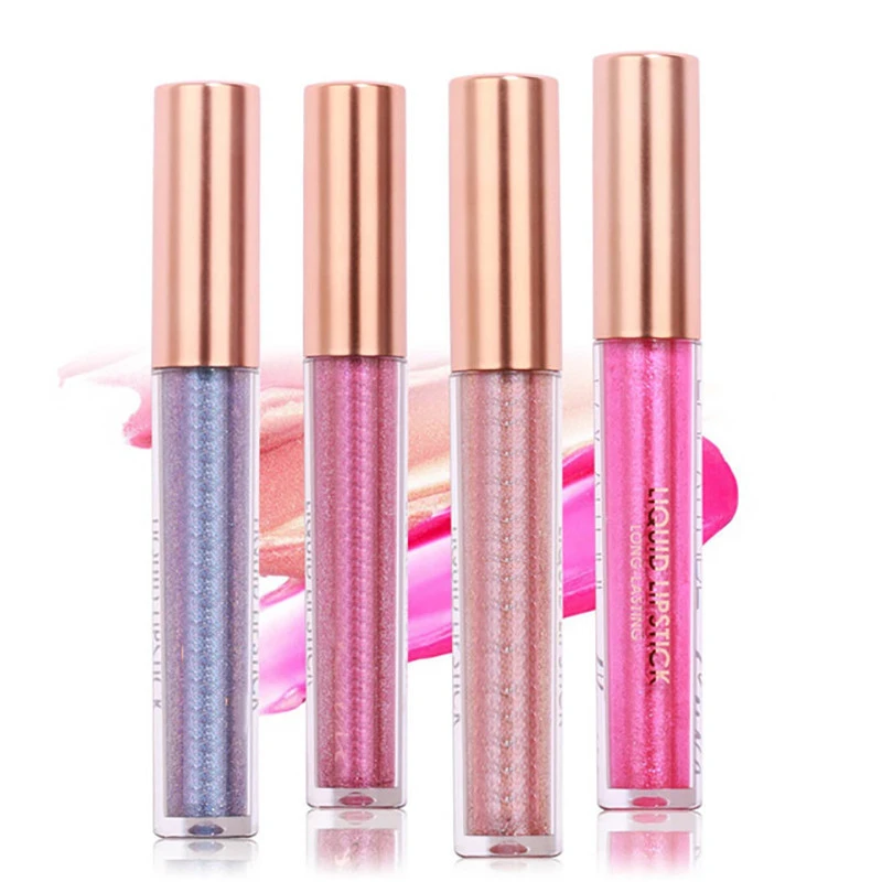 6 Colors Metallic Lip Gloss Cosmetics Lip Lipsticks Makeup Liquid Lipstick
