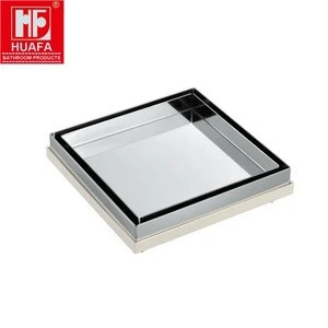 6 Inches 304 Stainless Steel and ABS Plastic Mirror Finish Square Tile Insert Floor Drain