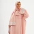 Import 6101 2024 hot selling new design Islamic Muslim new family wear abaya long sleeve flower with Scarf Pink from China