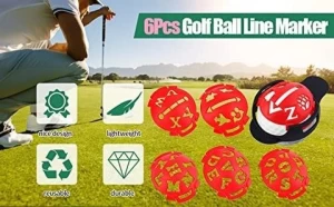 6Pcs Golf Ball Line Marker, Golf Ball Scribe Liner Marker Template Drawing Alignment Tool with Marker Base