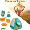 7PCS Kids Camping Tent Set Foldable Pop Up Tent Pretend Play Outdoor Toy
