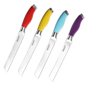 8 Inch Stainless Steel Cake Knife Colorful Bread Knife with Serrated Blade