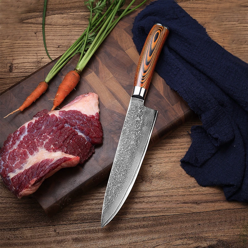 8inch 20cm chef 67 Layers professional Japanese imported AUS-10 Damascus steel handle high quality kitchen knife