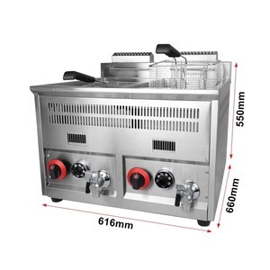 8L*2 Commercial French/Chicken Fries Frying Machine LPG Stainless steel Fryer Gas Deep Fryer
