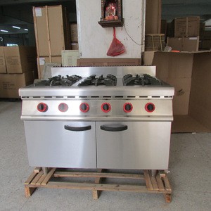 (#900)Popularl Multi-functional 6 Burner Ceramic Top Gas Range Oven With Conveyor Big Oven(OT-889-6)