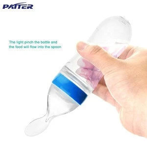 90ml Kids Rice Paste Infant Food Dispensing Spoon Baby Care Bottle Silicone Extrusion Type Feeding Tool