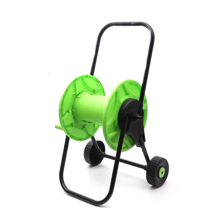 ABS Plastic Flexible Handle 60M 1/2" Hose Garden Water Hose Reel Trolley Cart With 2 Wheel