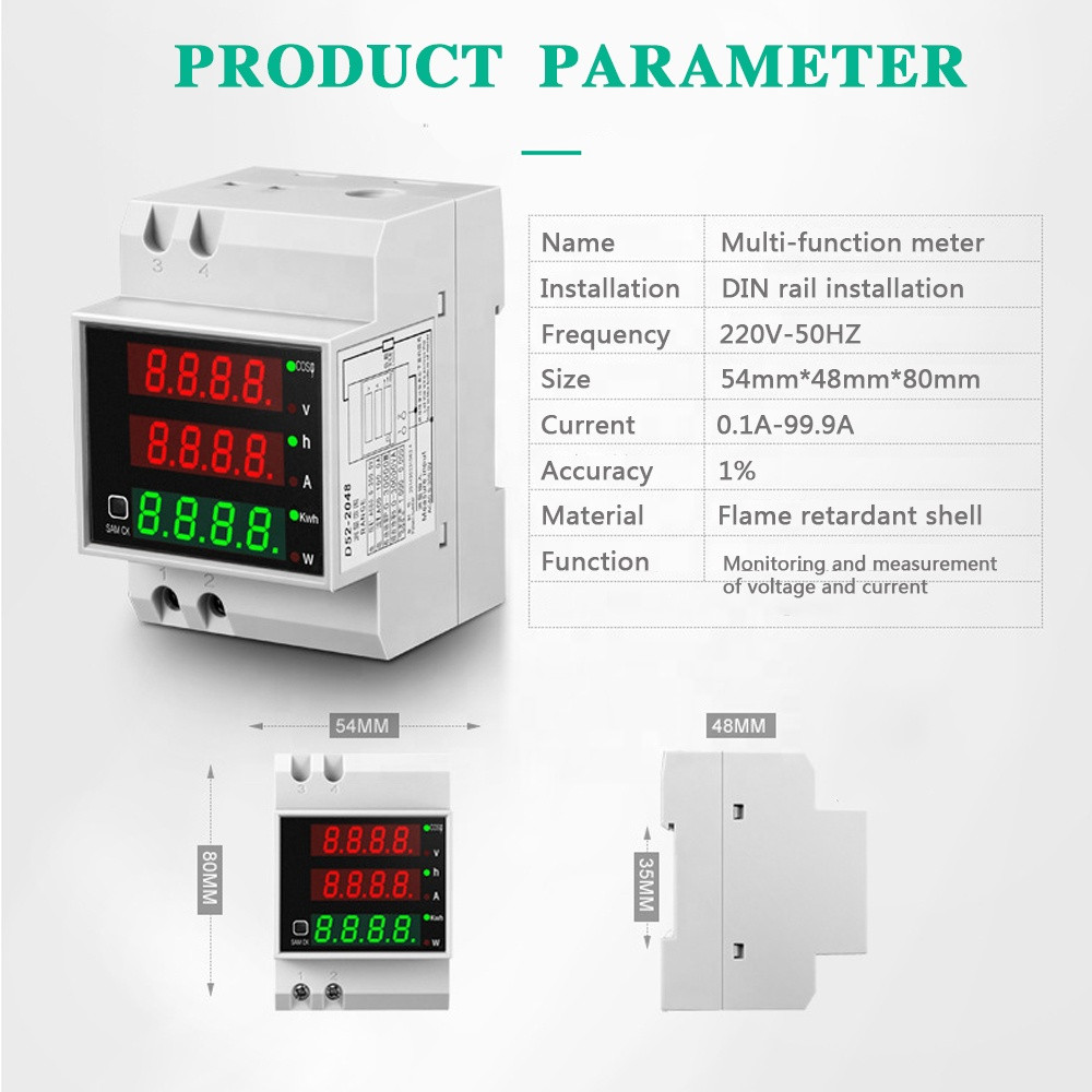 AC80-300V 100A Multi-functional Digital Din Rail C... - Grandado - View #12