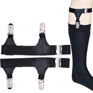 Adjustable Elastic Garter for Men Garter Belt with Non-slip Locking Clamps Sock Suspenders