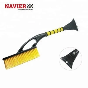 Adjustable ice scraper and snow brush for car