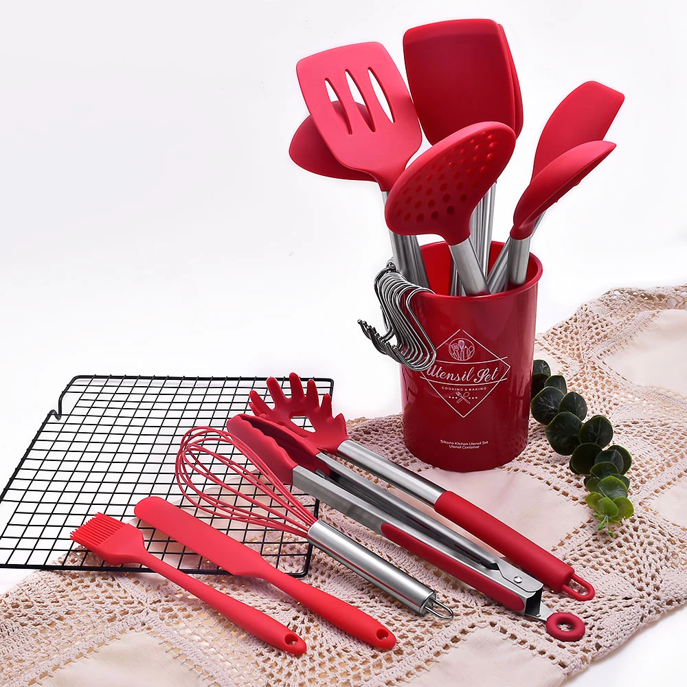 Amazon Hot-sale Stainless Steel Silicone Gadgets Kitchen tools Utensil Set