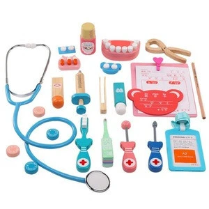 Amazon hot selling wooden Pretending play toy medical equipment play set