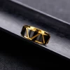 Amazon Hotsale Gold Plated Texture Ring Stainless Steel Ring Metal Triangle Design Ring For Men