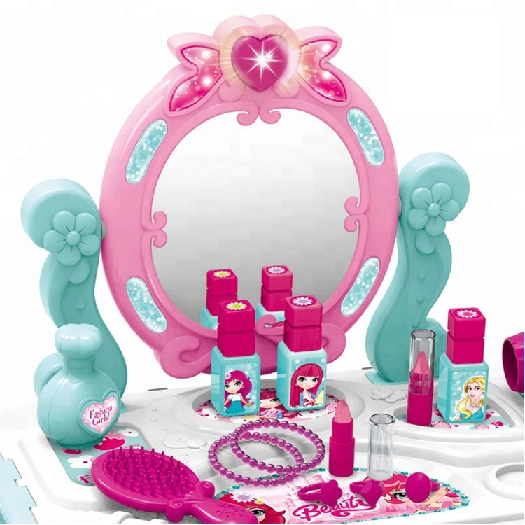 Amazon kid beauty salon toy princess dresser pretend makeup toy plastic girl play set