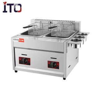 ASQ-71  Factory direct sale high quality gas chicken fryer three tanks deep fryer gas table top
