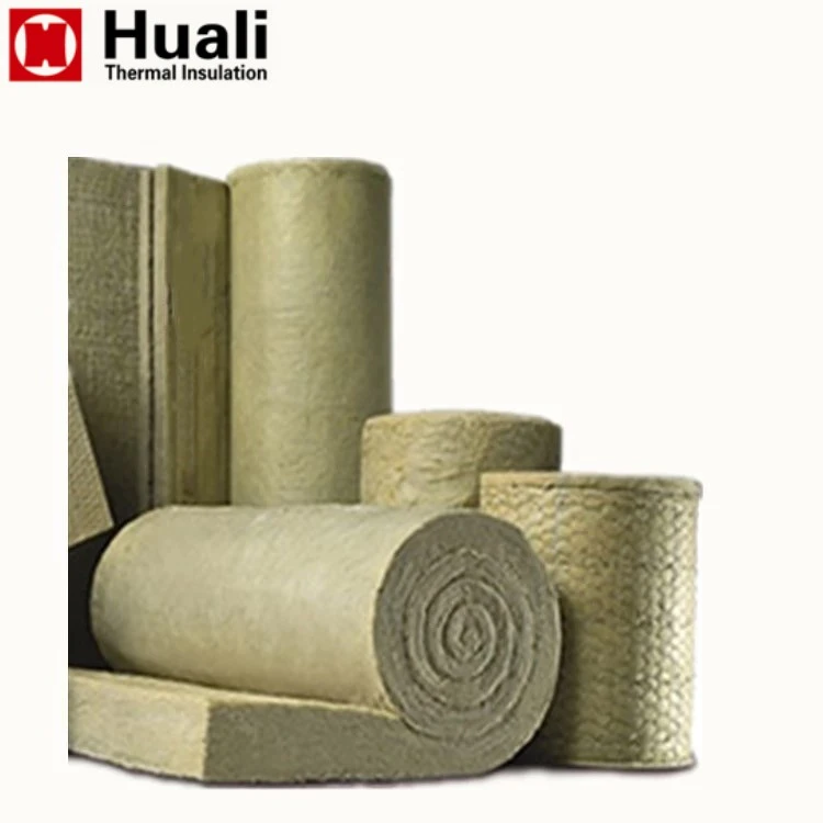 ASTM C592 Stone Mineral Rock Wool Roll Fiber Insulation 50mm Rockwool Blanket with Wire Mesh