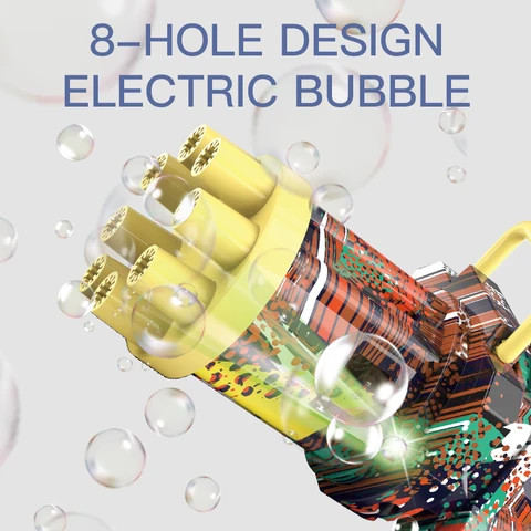 Cartoon Bubble Gun Toy with Lights – One-Button Automatic Bubble