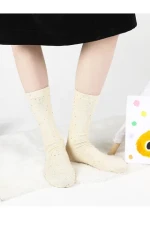 Autumn design sense fashion personality illustration ab version of solid color tube womens socks